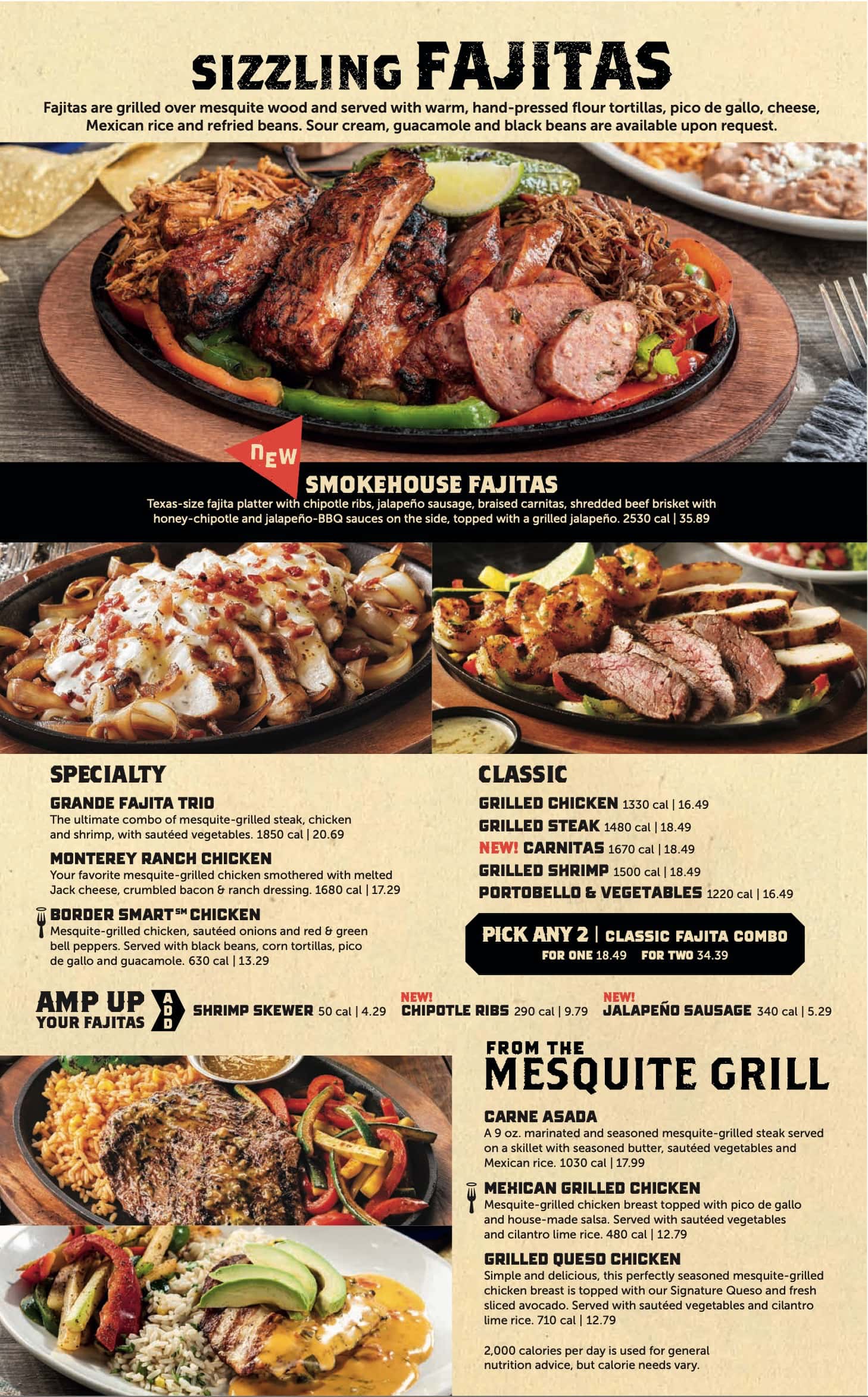 On The Border Mexican Grill Main Menu