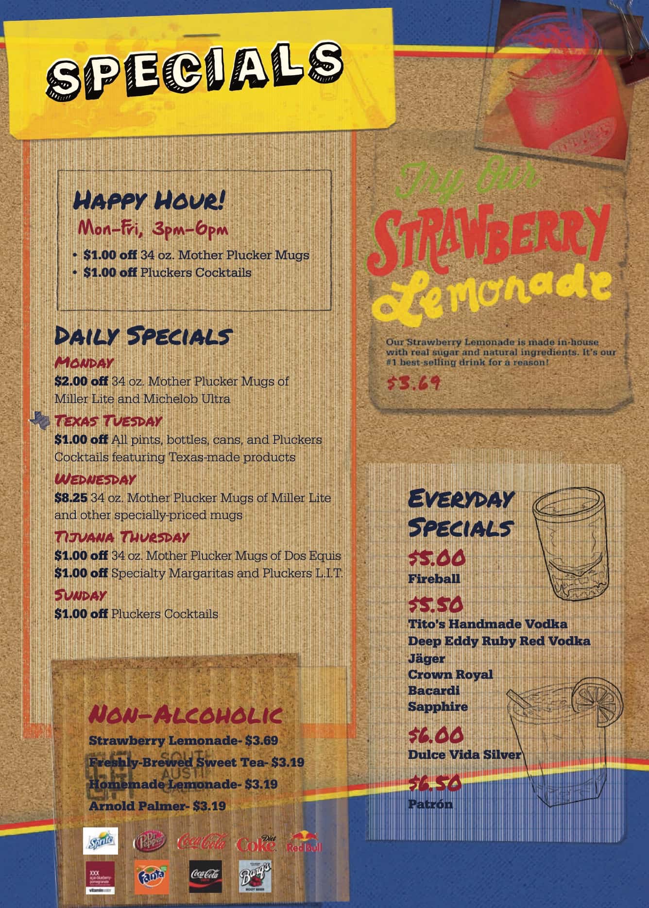 Plucker's Specials Menu