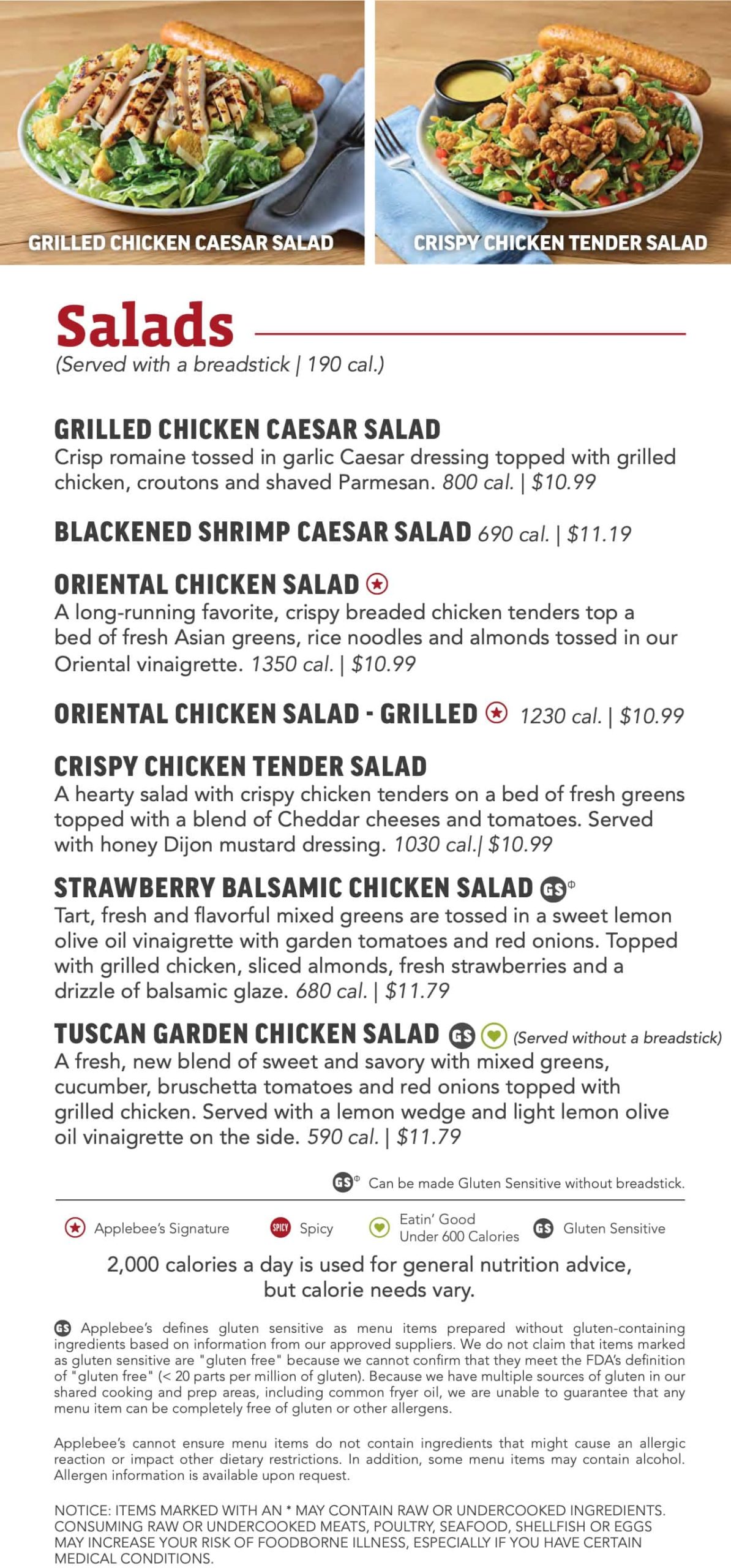 Applebee's Anchorage Salads Menu