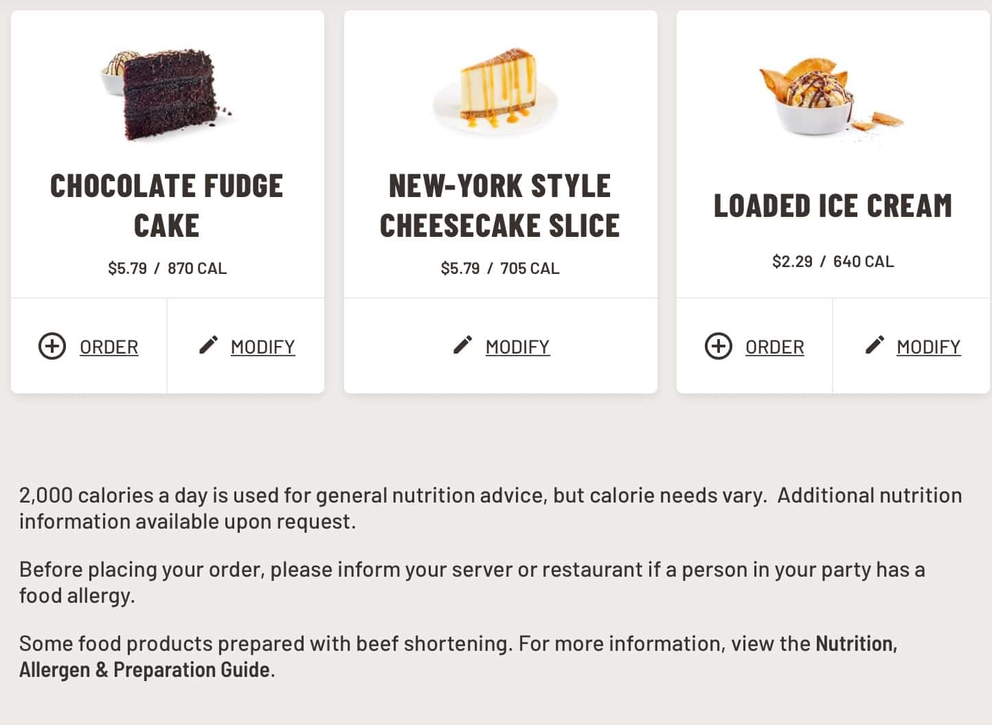 Buffalo Wild Wings Anchorage Desserts Menu