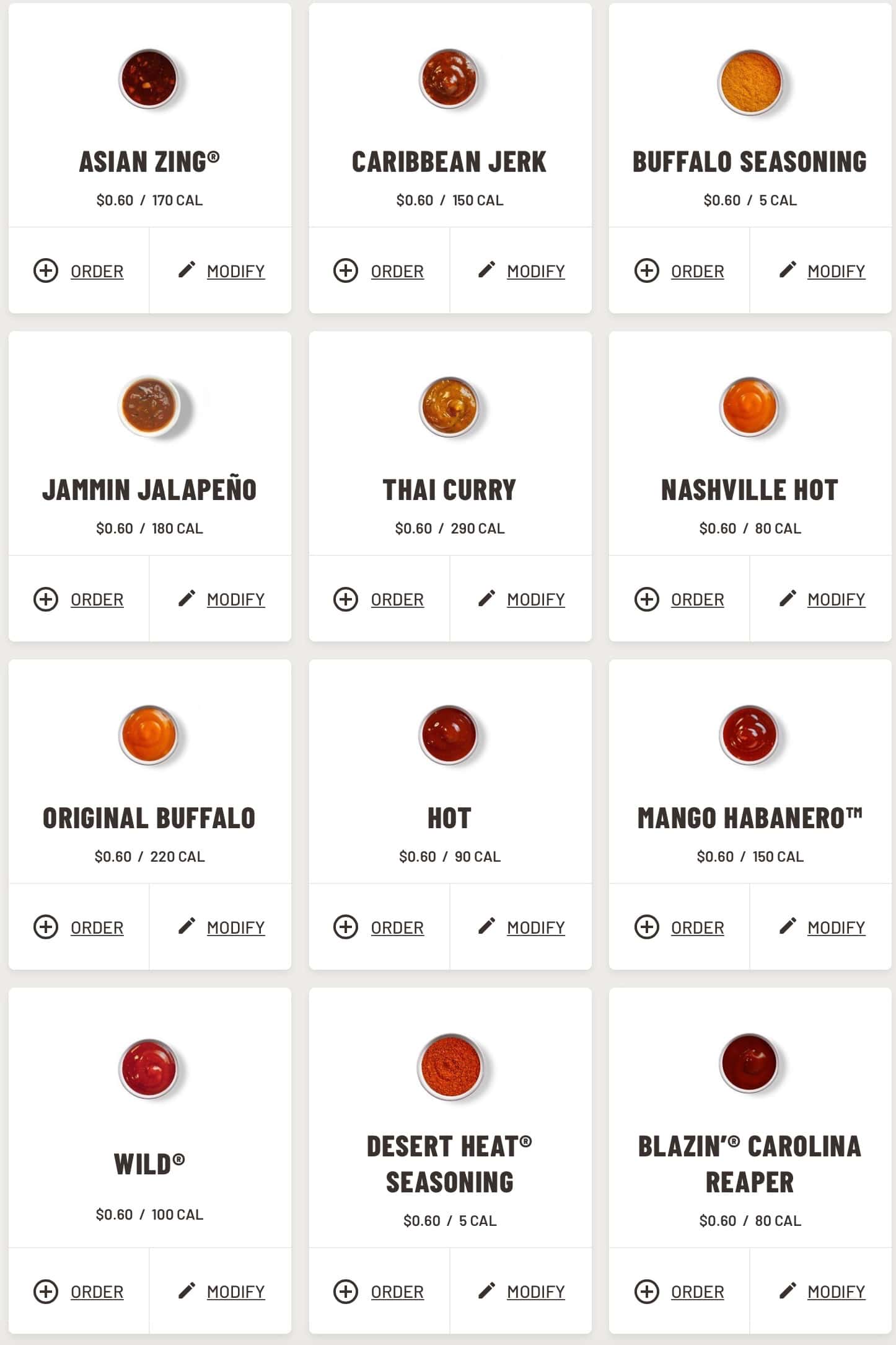 Buffalo Wild Wings Anchorage Side Sauces Menu