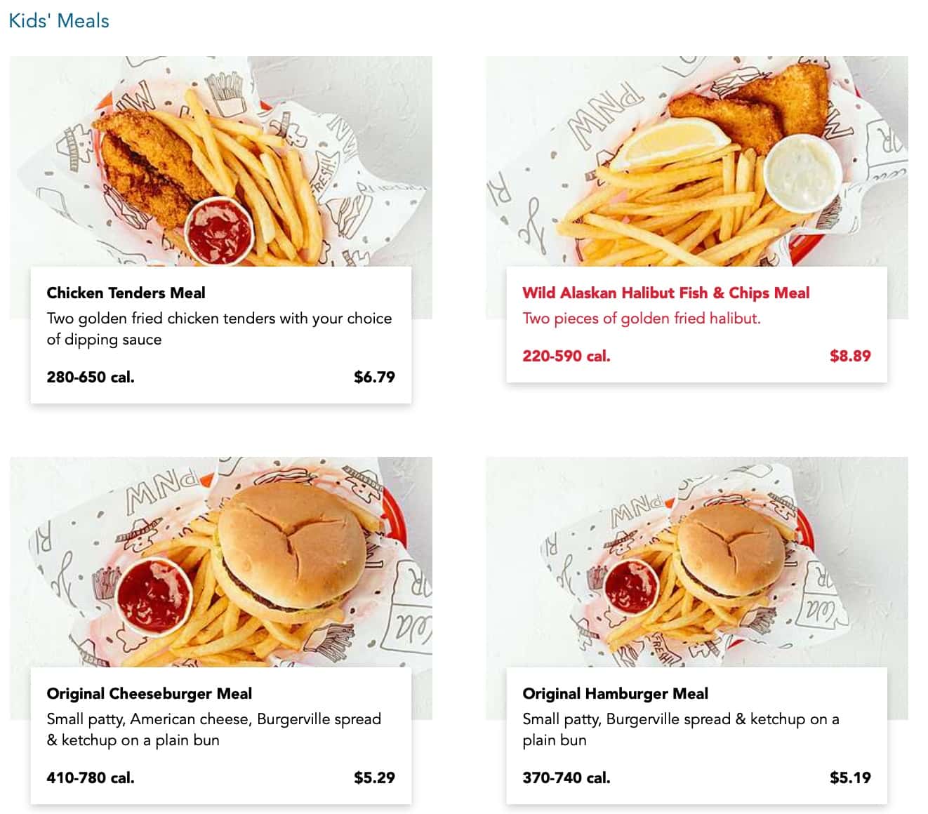 Burgerville Kids Menu