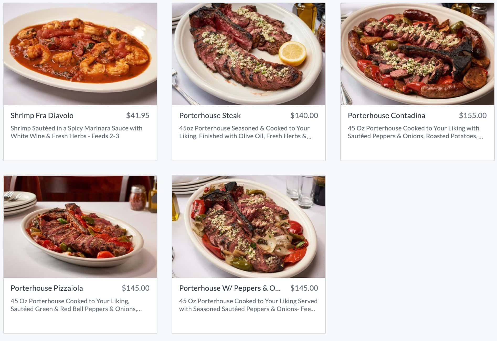 Carmine's Entrees Menu