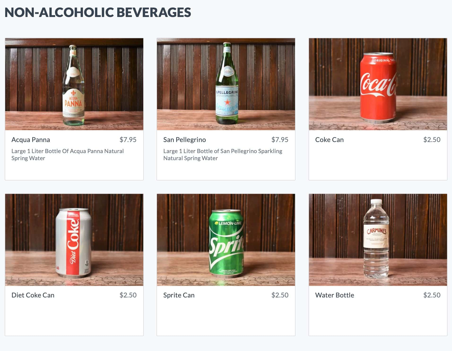 Carmine's Drinks Menu