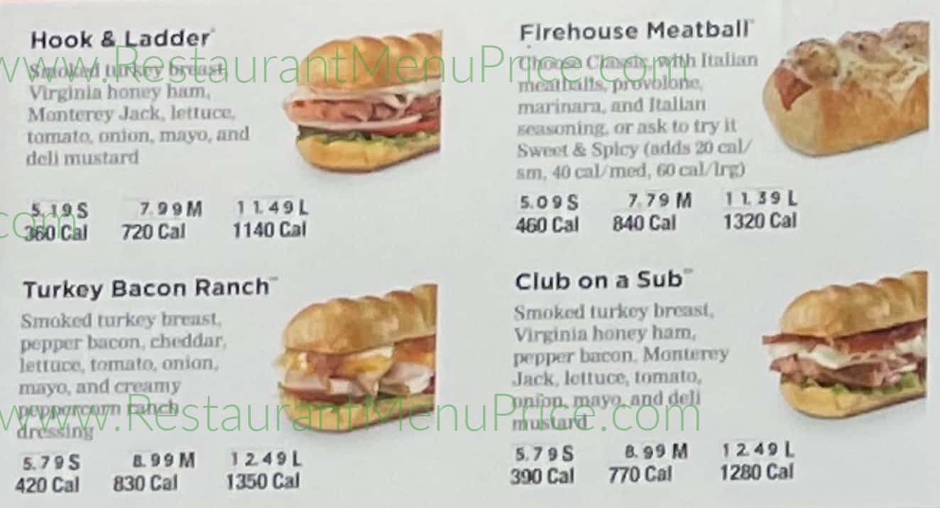 Firehouse Subs Anchorage Specialty Subs Menu