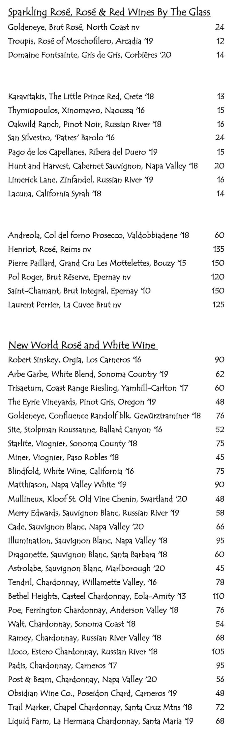 Kokkari Estiatorio Wine Menu