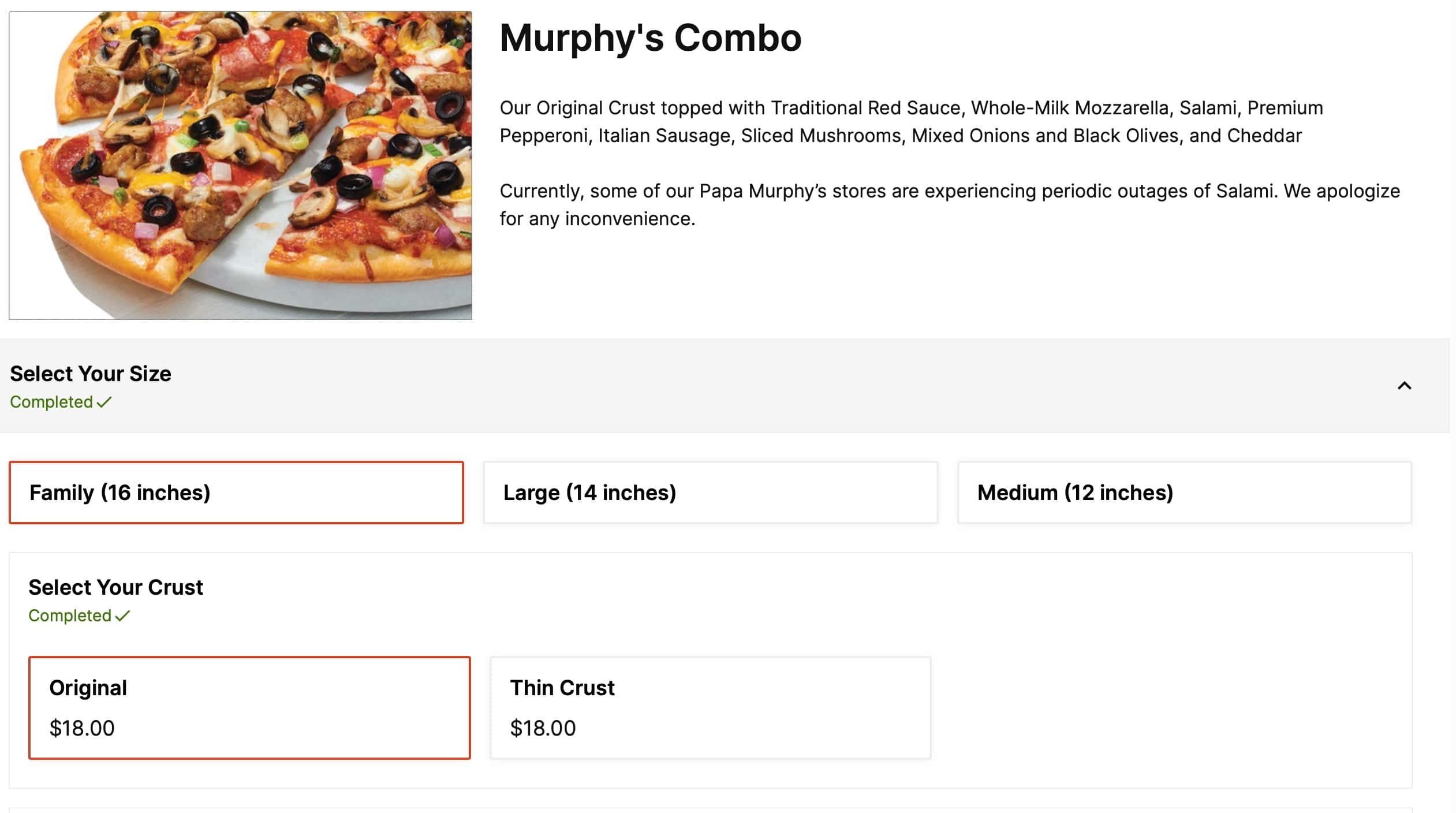 Papa Murphy's Signature Pizzas Menu