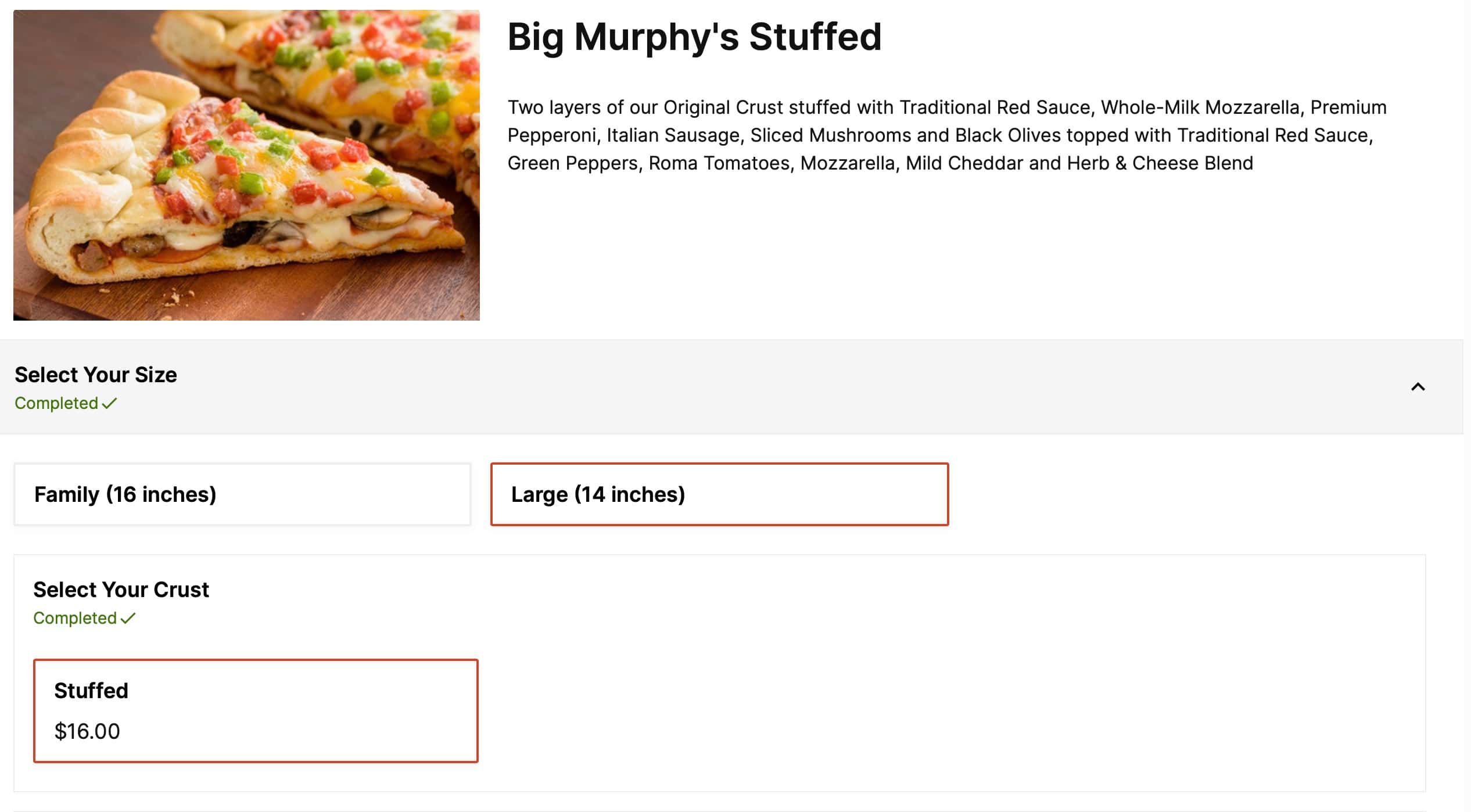 Papa Murphy's Stuffed Pizzas Menu