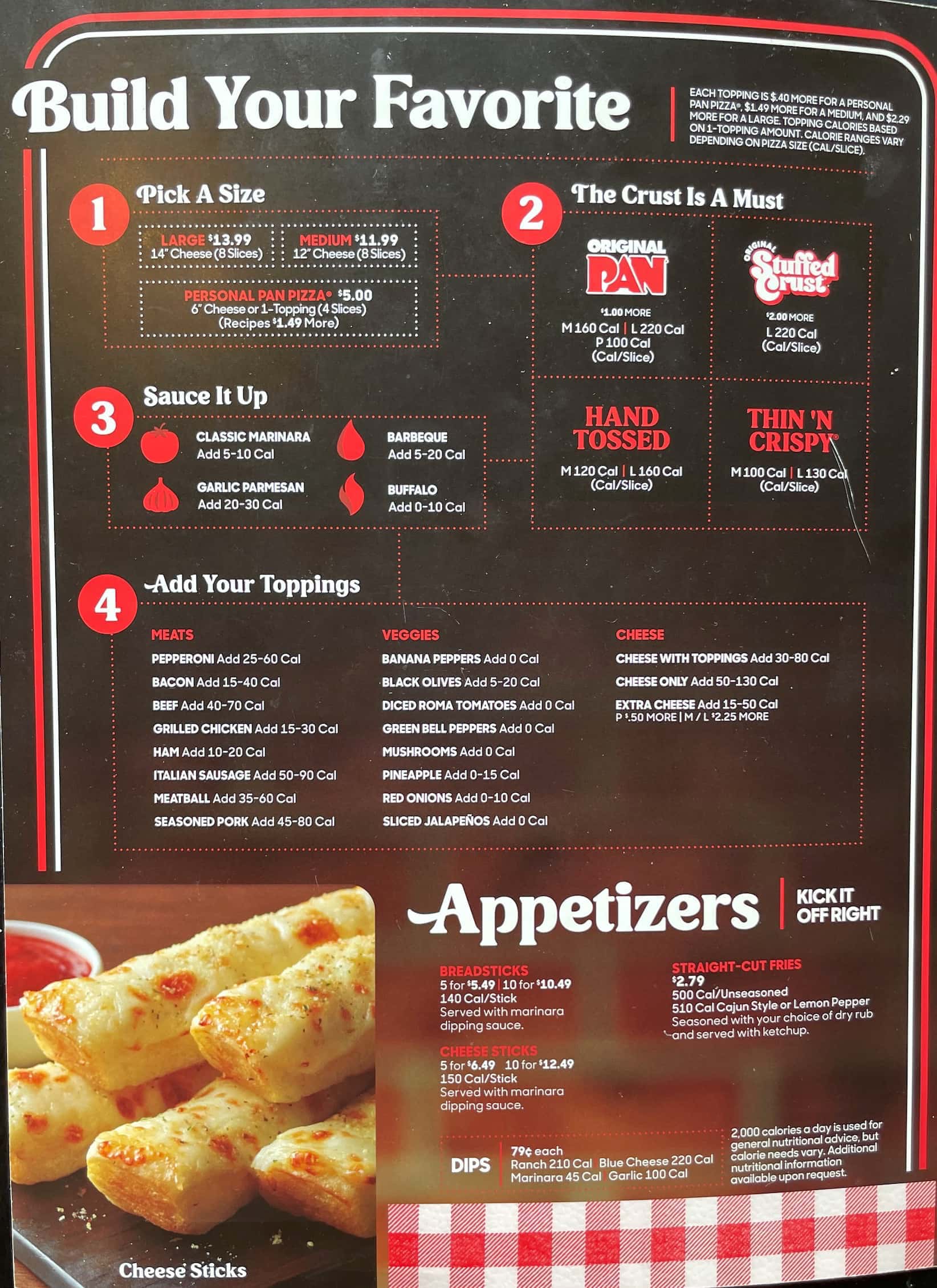 Pizza Hut Appetizers and Build Your Favorite Menu
