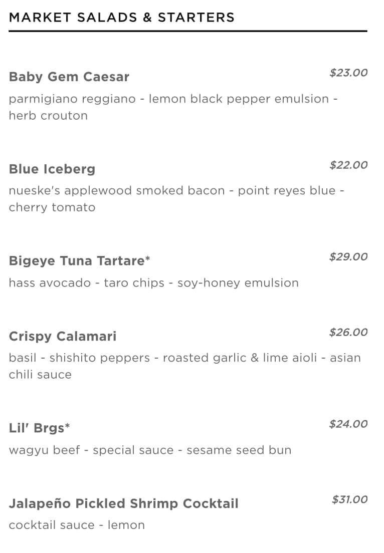 STK Steakhouse Brunch Menu