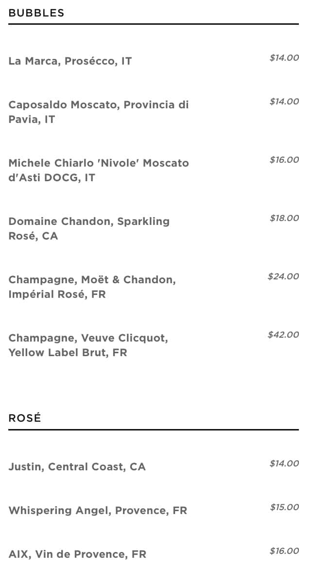 STK Steakhouse Drinks Menu