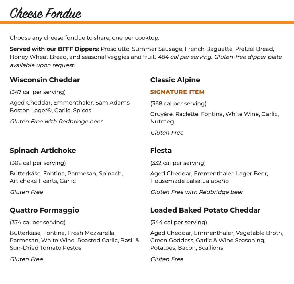 The Melting Pot Best Fondue Friends Forever Menu
