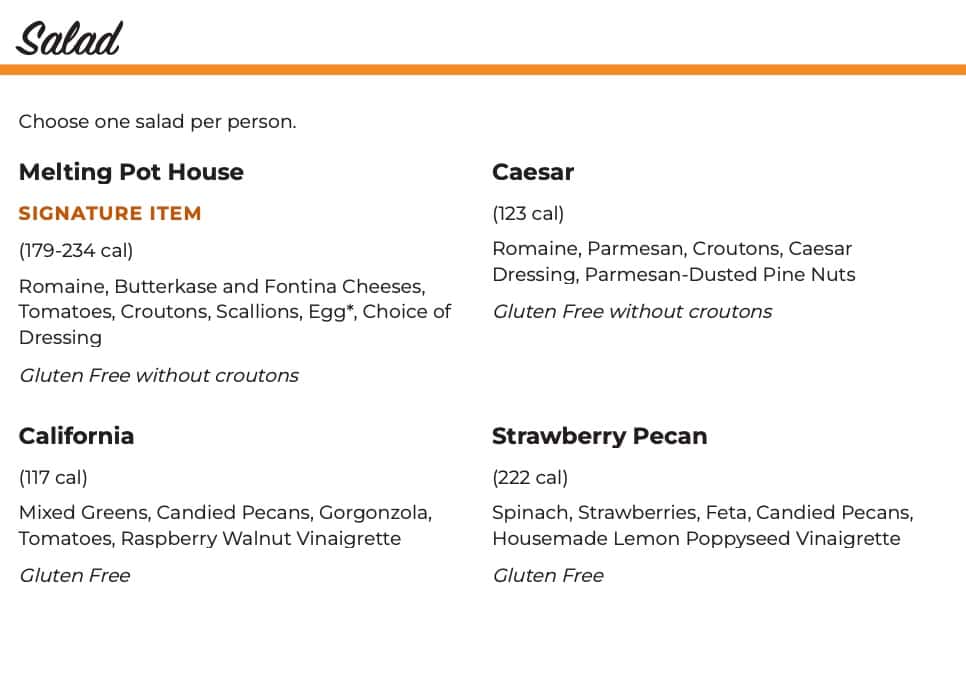The Melting Pot Thursdate Menu