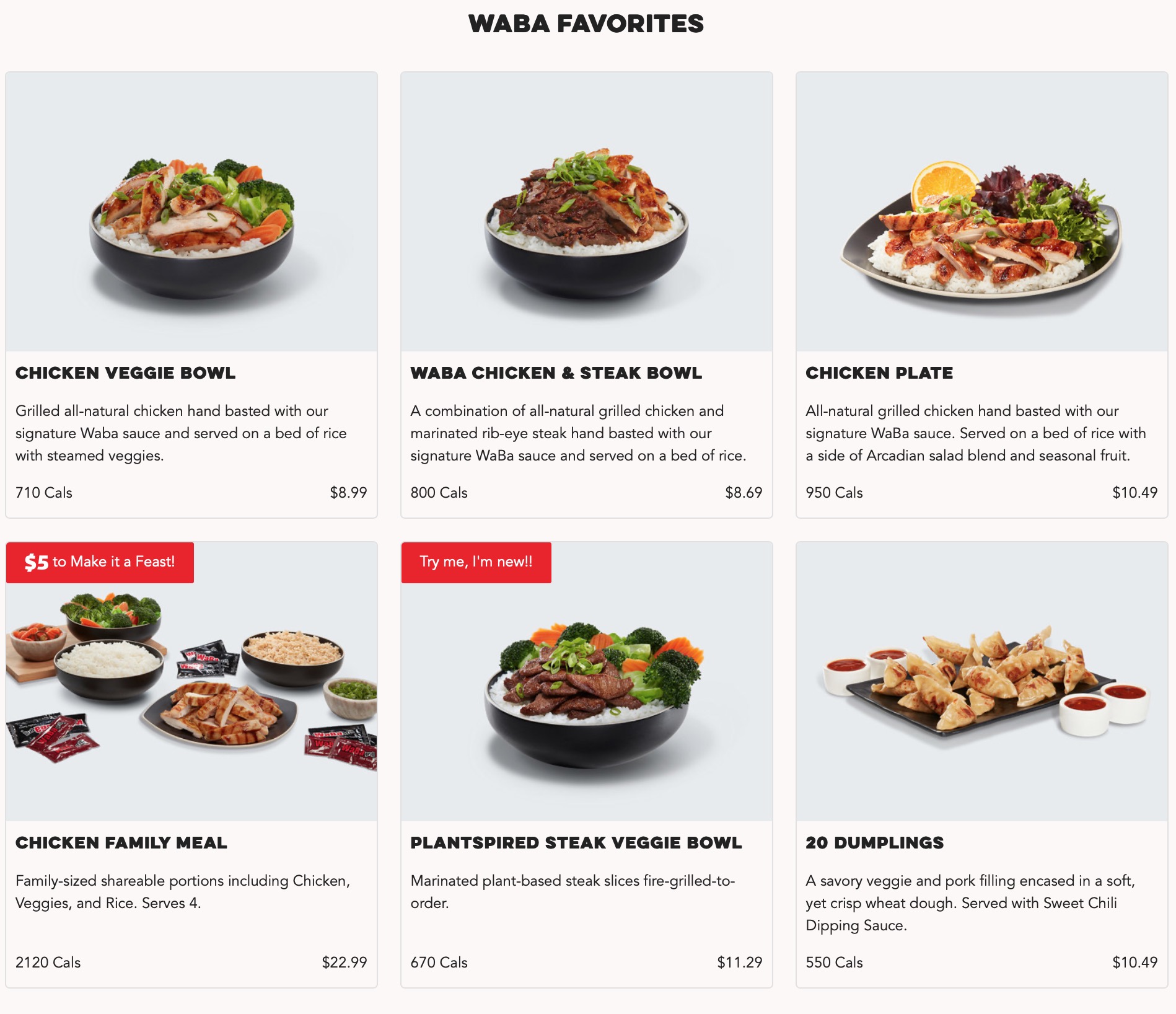 WaBa Grill Menu With Prices