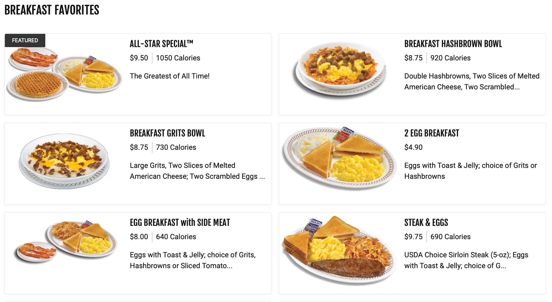 Waffle House Menu With Prices - Breakfast Menu