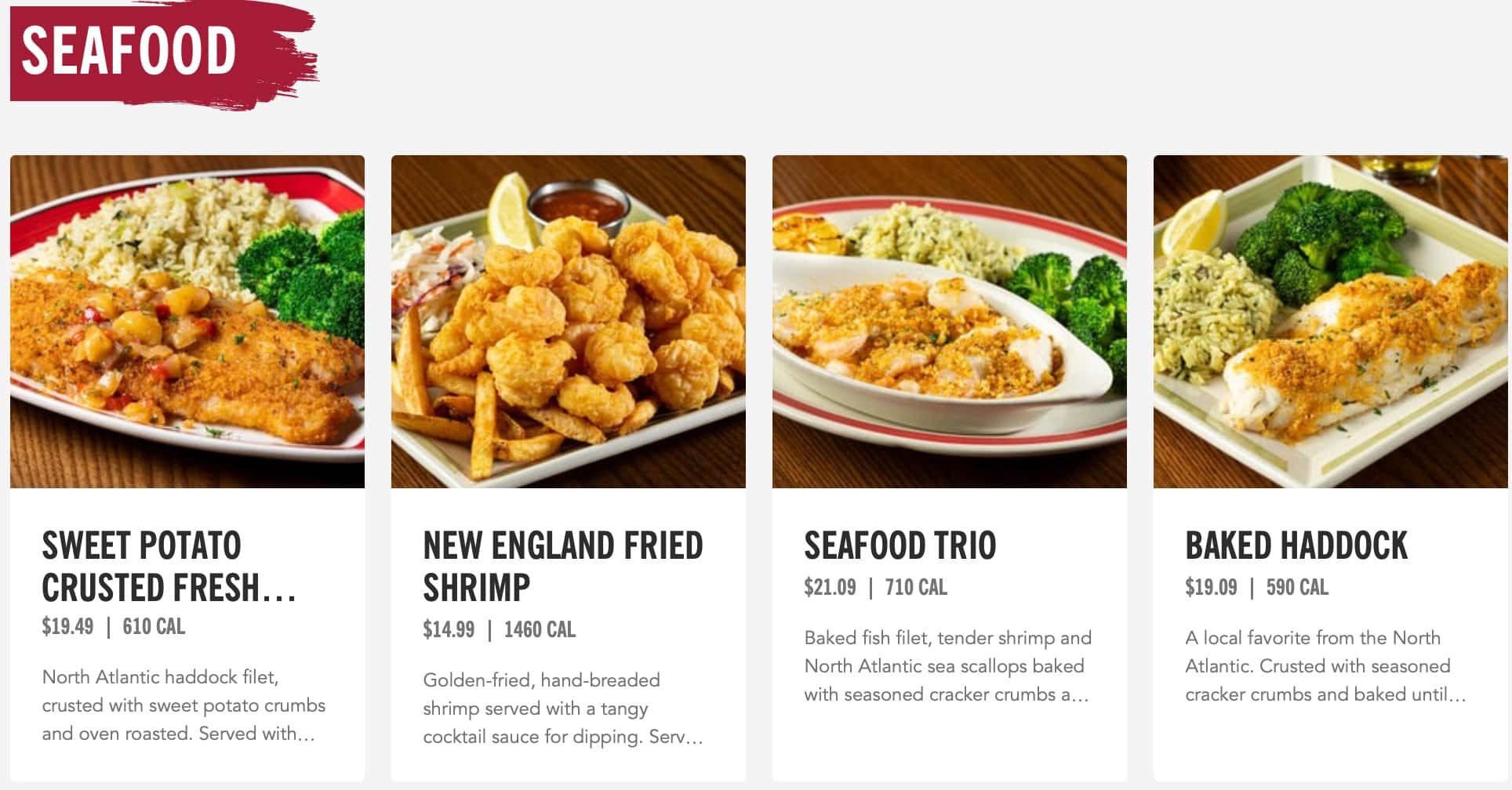99 Restaurants Seafood Menu