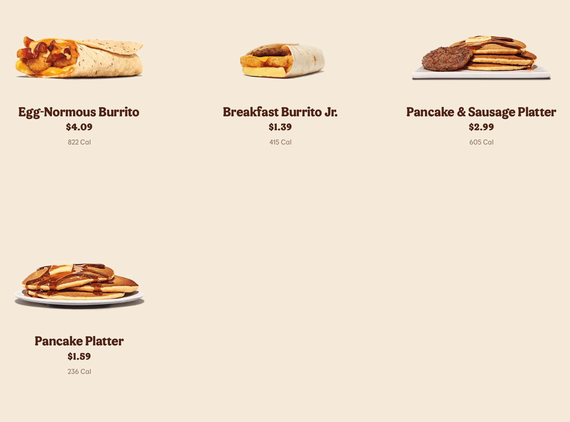 Burger King Anchorage Breakfast Platters and Burritos Menu
