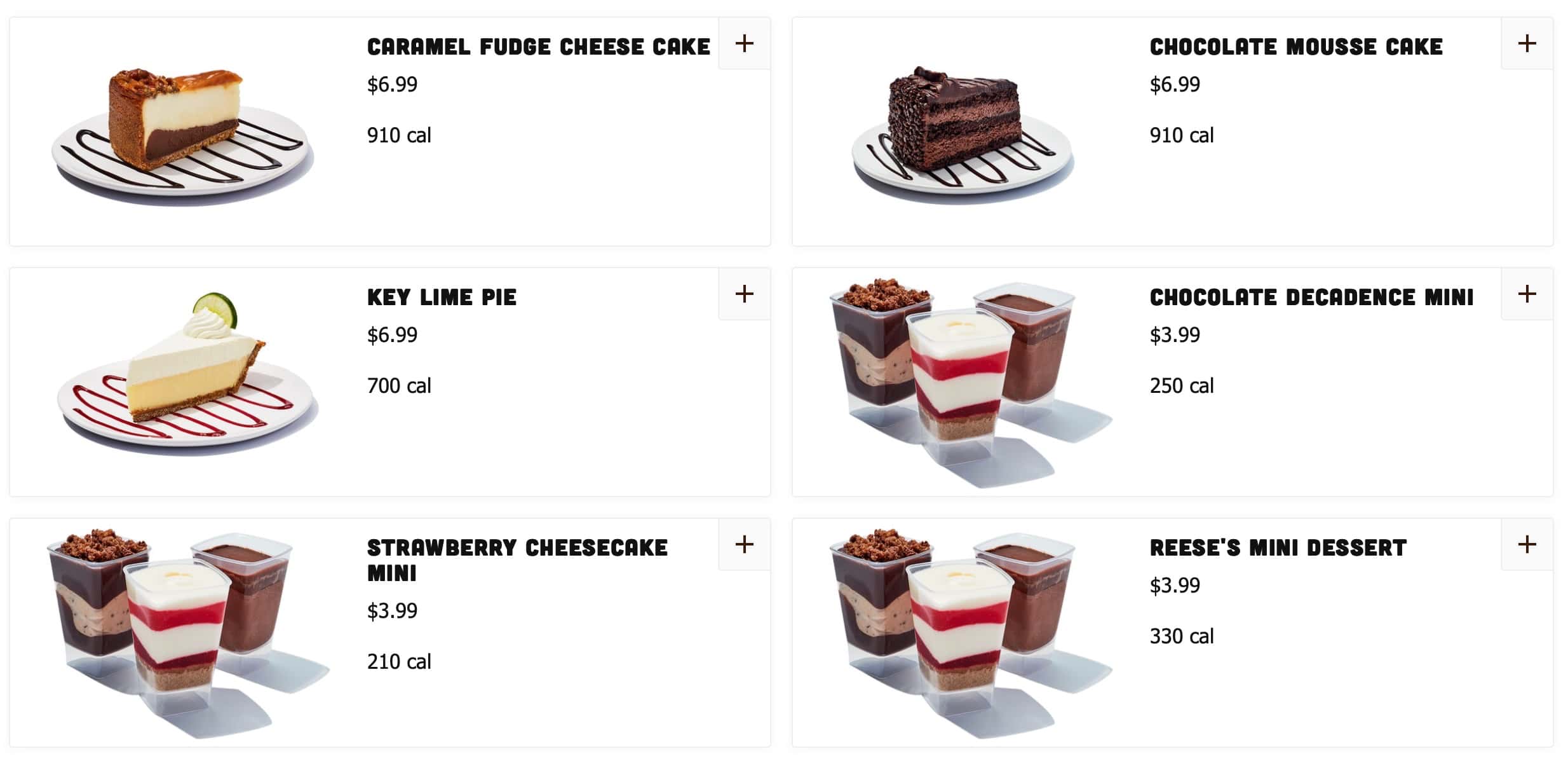 Hooters Desserts Menu