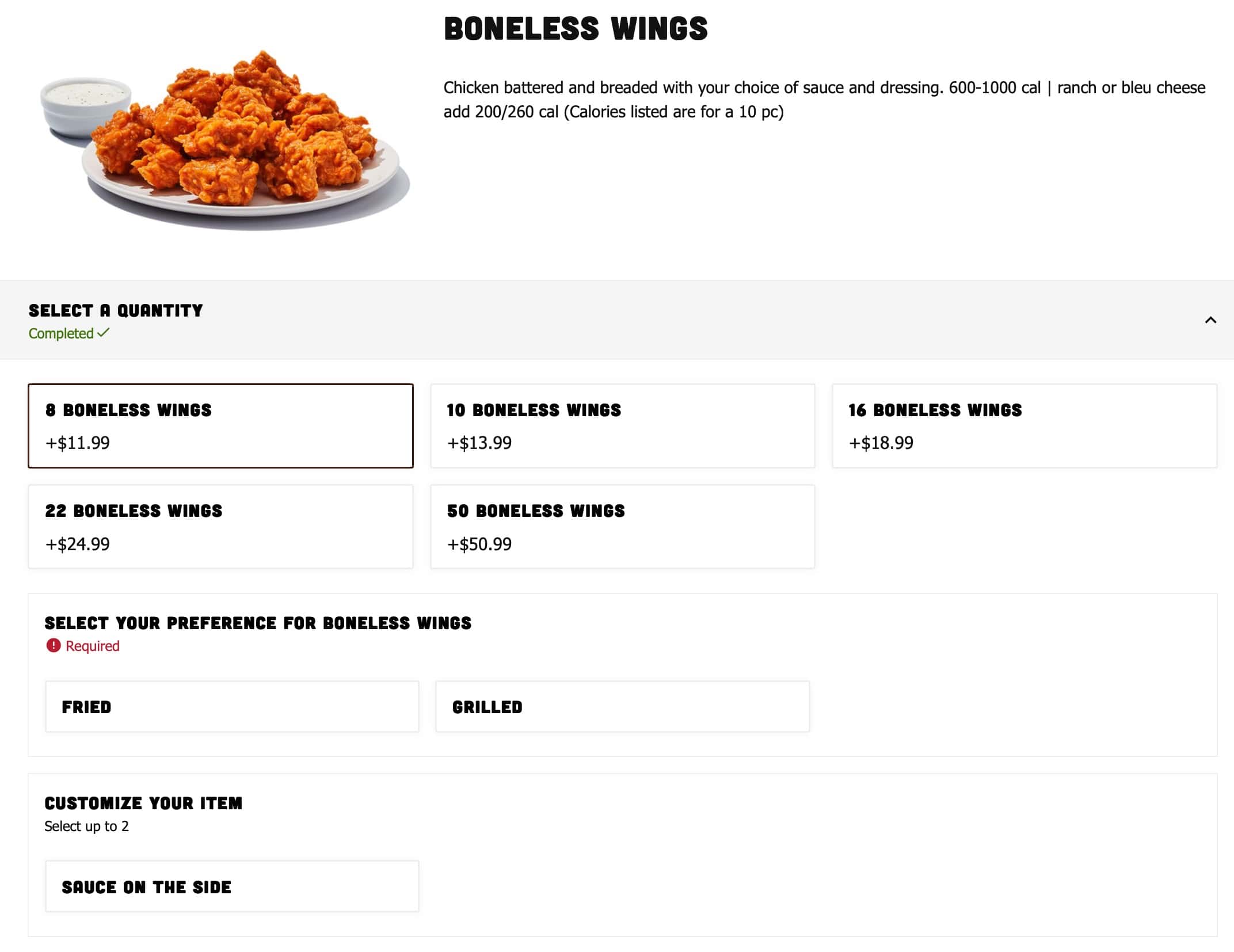 Hooters Wings Menu