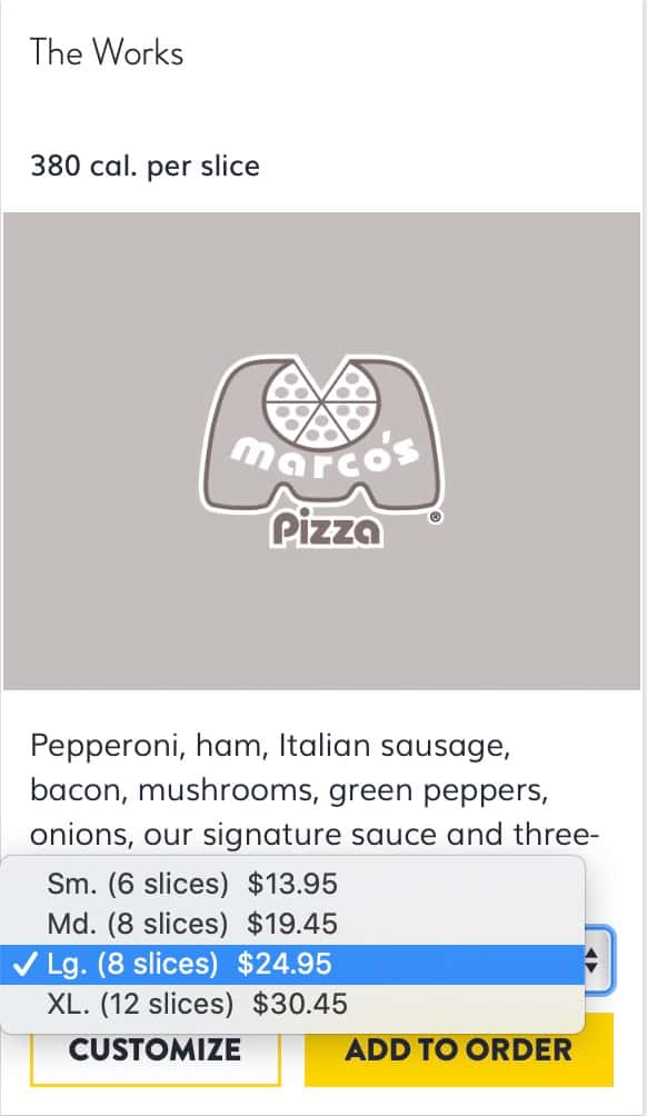 Marco's Pizza Menu