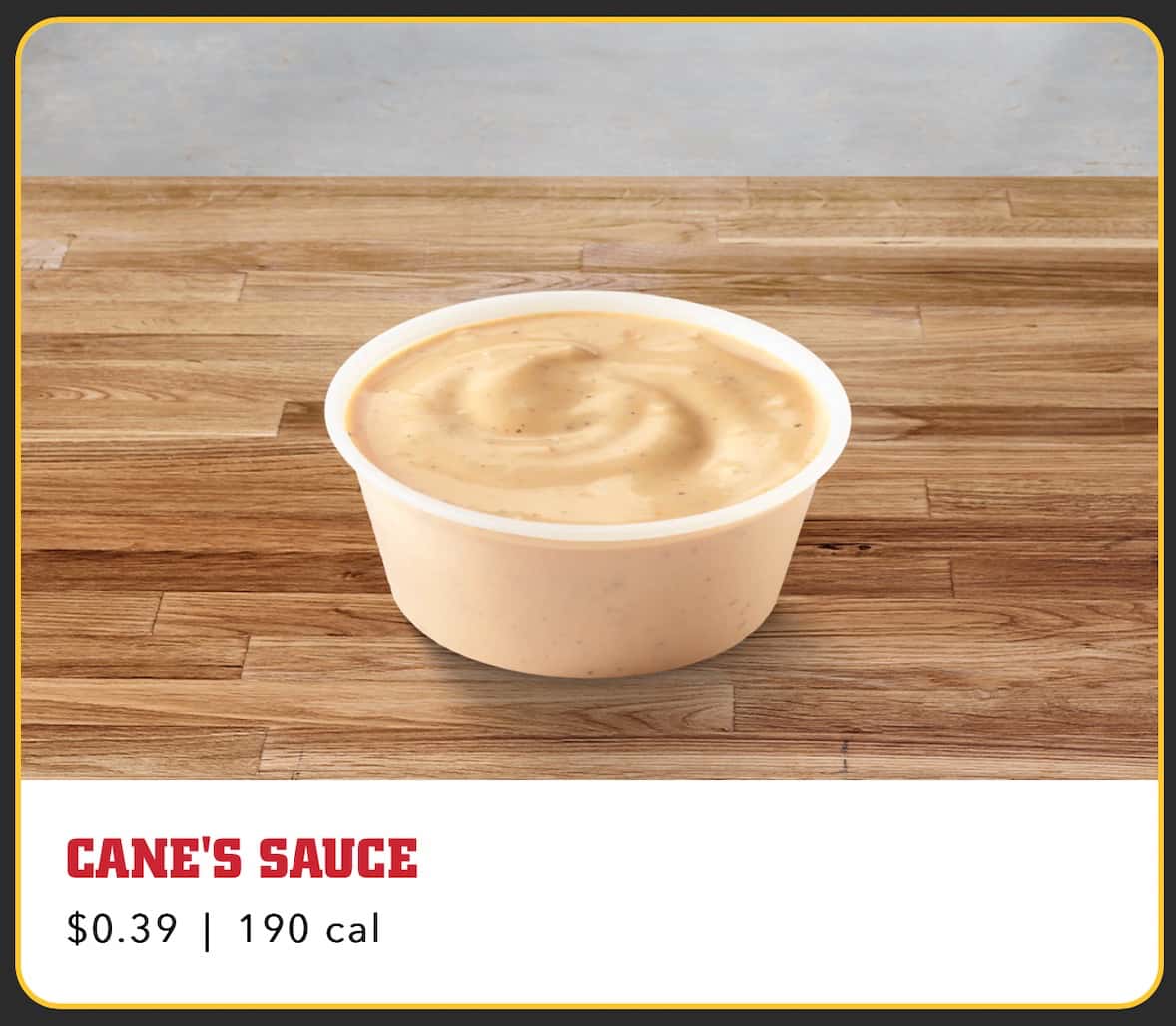 Raising Cane's Extras Menu