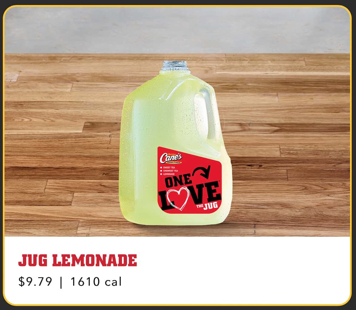 Raising Cane's  Drinks Menu