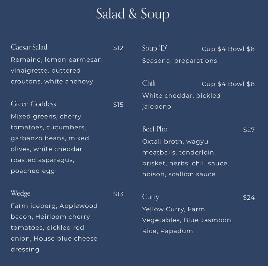 True Blue Butcher and Table Lunch Menu