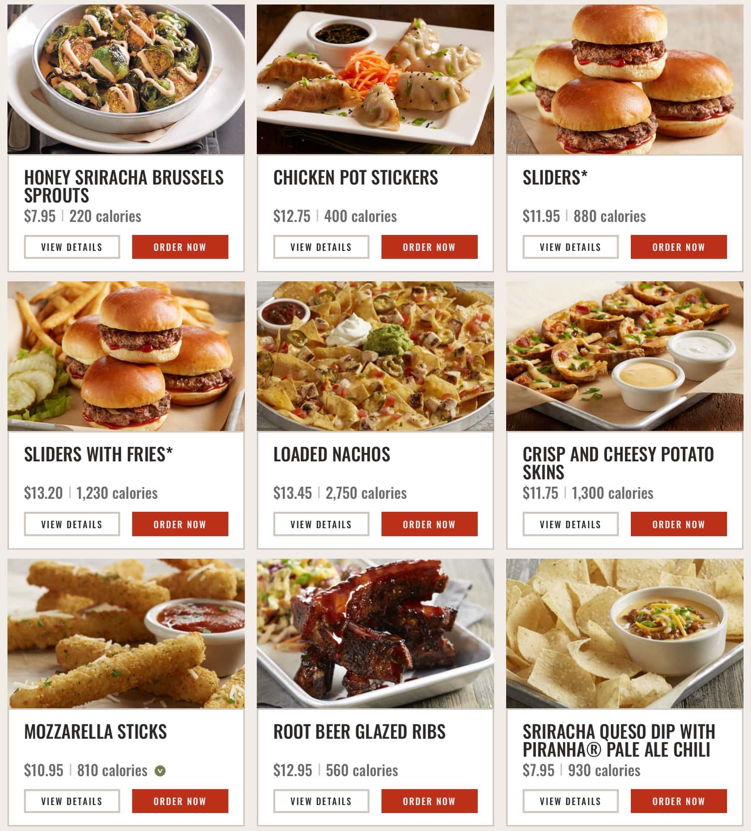 BJ\'s Restaurant and Brewhouse Appetizers Menu