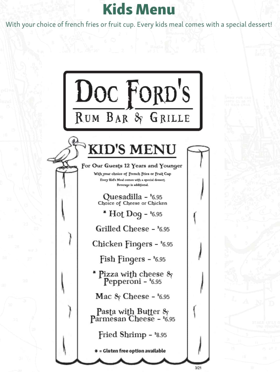 Doc Ford's Rum Bar and Grille Kids Menu