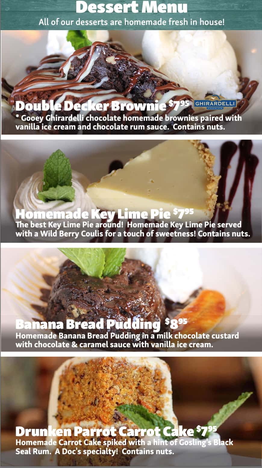 Doc Ford's Rum Bar and Grille Dessert Menu