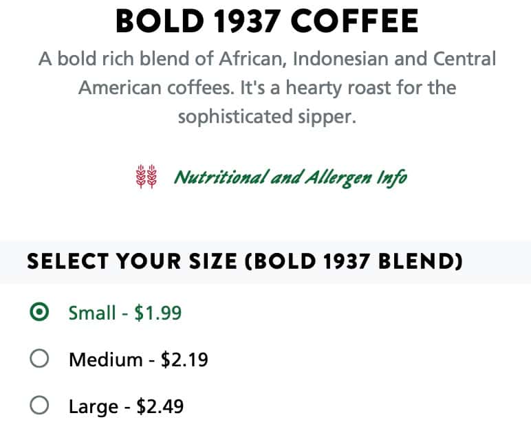 Krispy Kreme Anchorage Coffee Menu