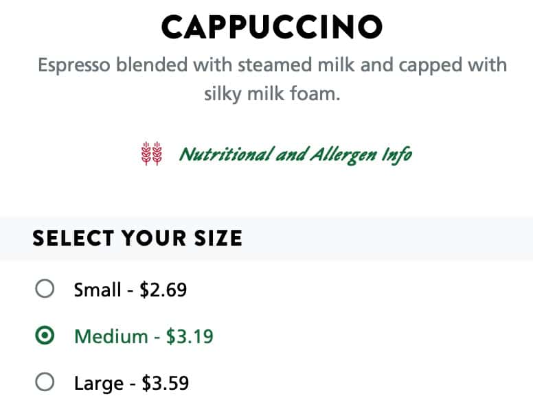 Krispy Kreme Anchorage Cappuccino Menu