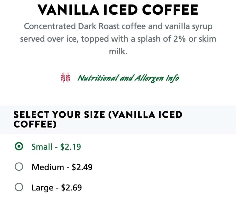 Krispy Kreme Anchorage Iced Coffee Menu
