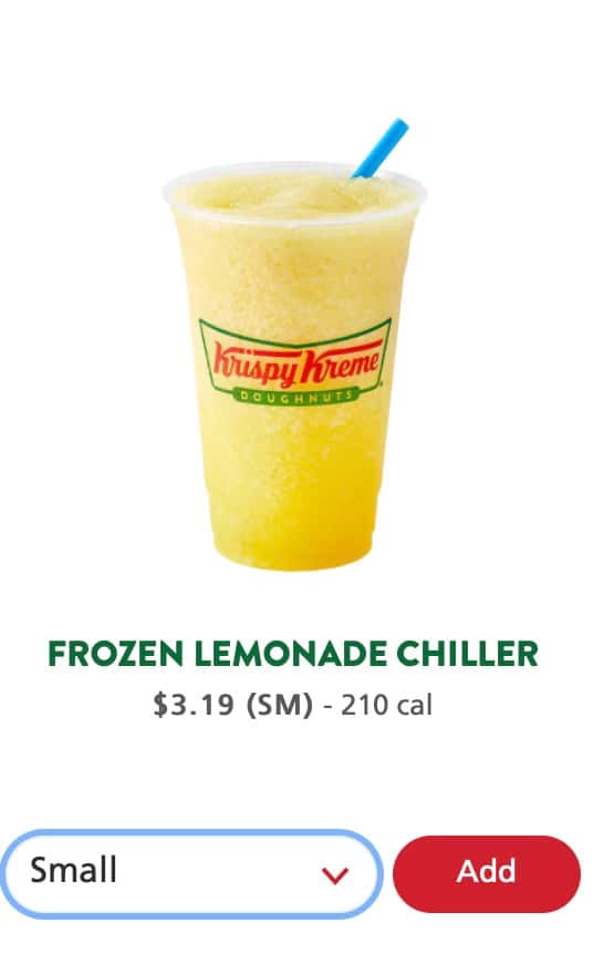 Krispy Kreme Anchorage Juice and Chillers Menu