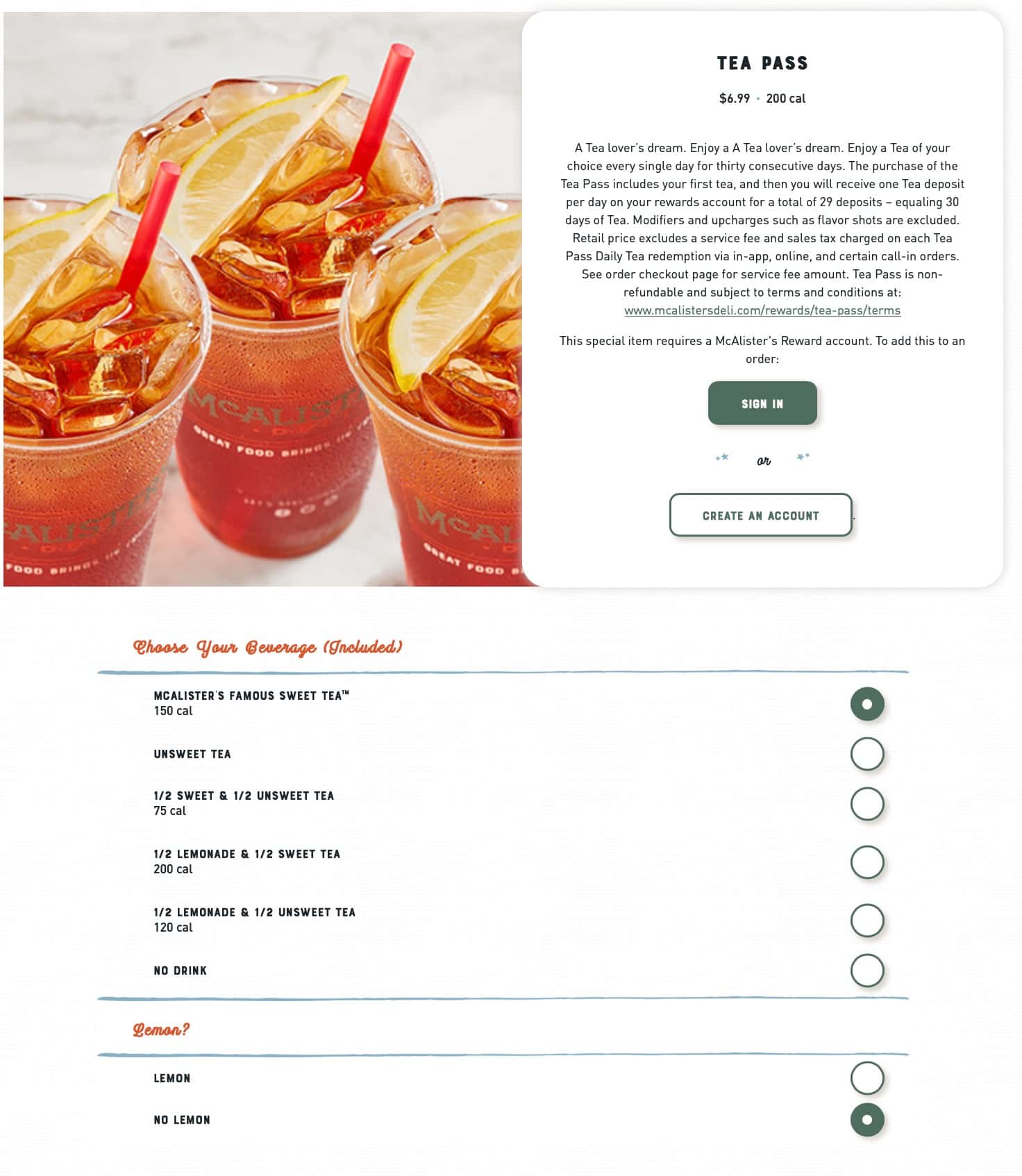 McAlister\'s Deli Drinks Menu