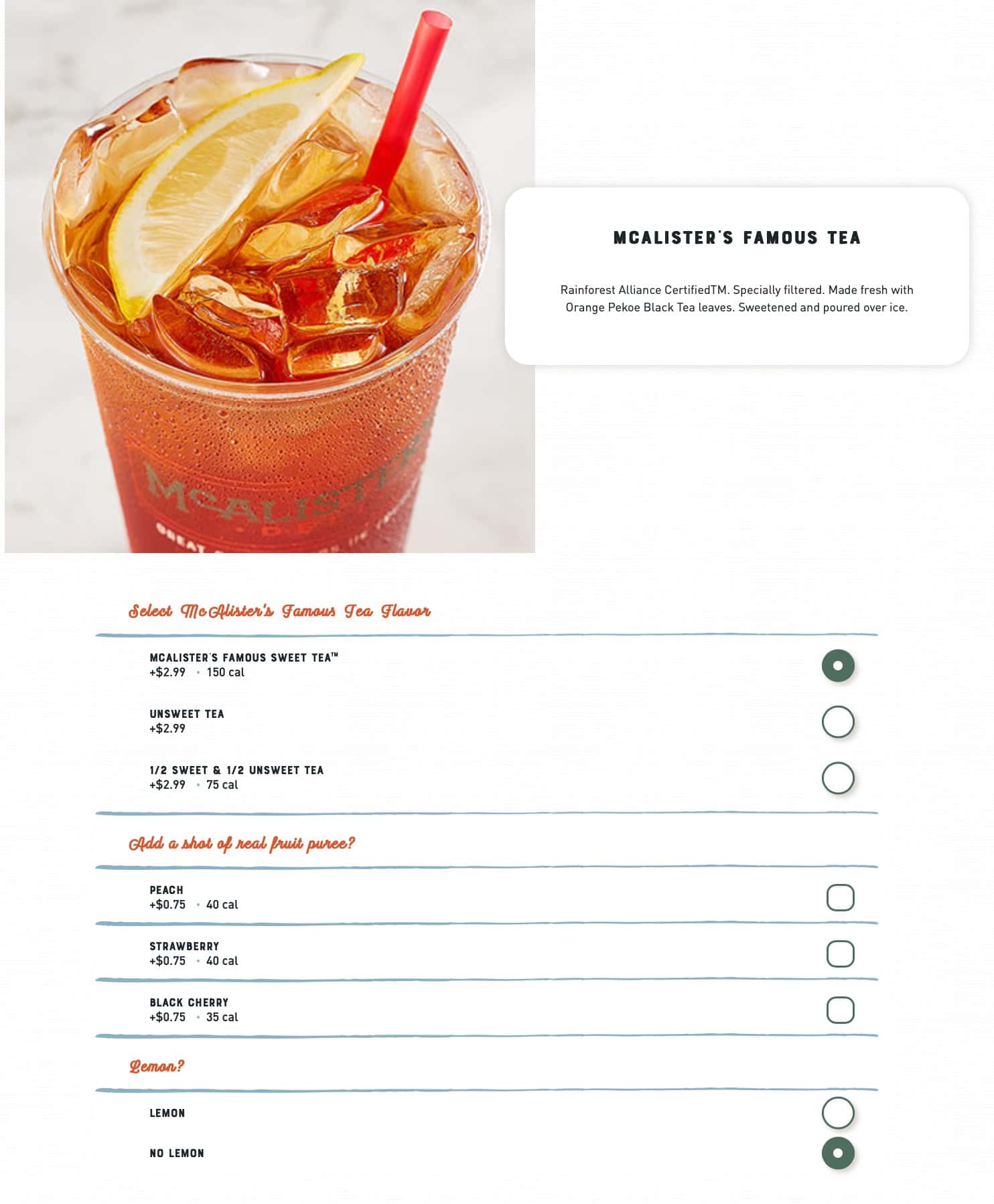 McAlister\'s Deli Drinks Menu