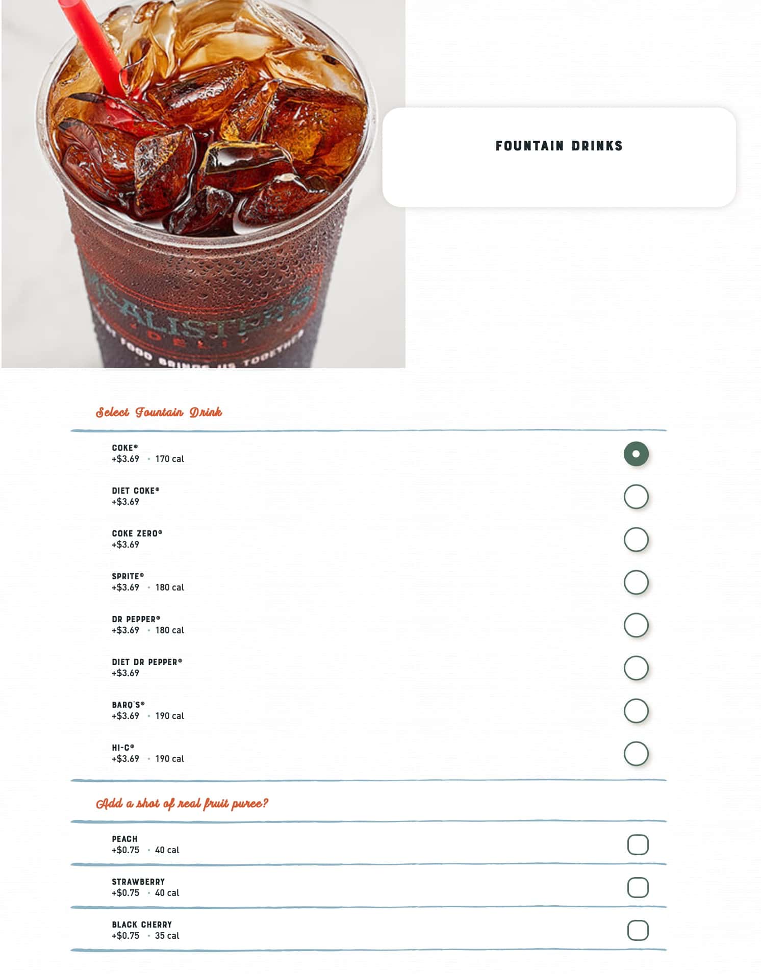 McAlister\'s Deli Drinks Menu