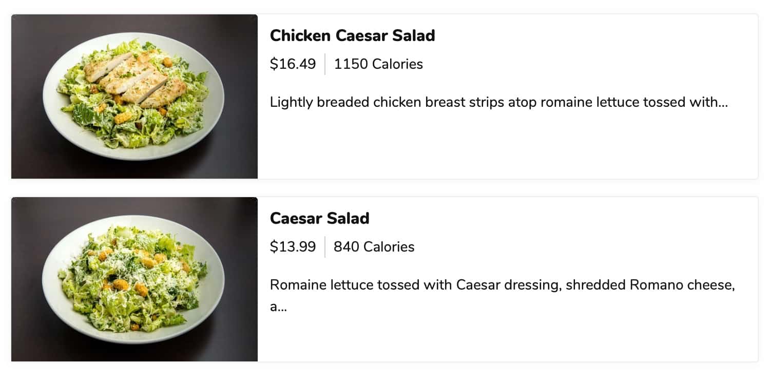 The Old Spaghetti Factory Entree Salads Menu