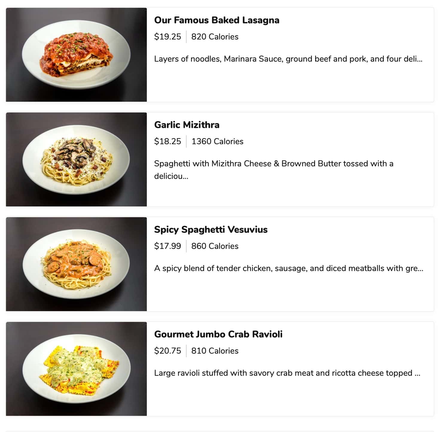 The Old Spaghetti Factory Founders Favorites Menu