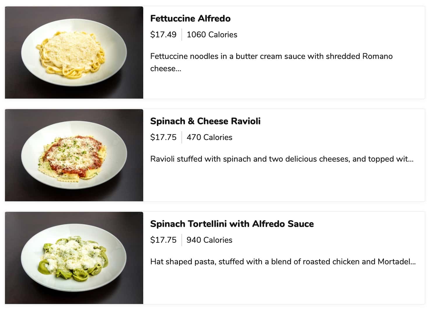 The Old Spaghetti Factory Signature Pastas Menu