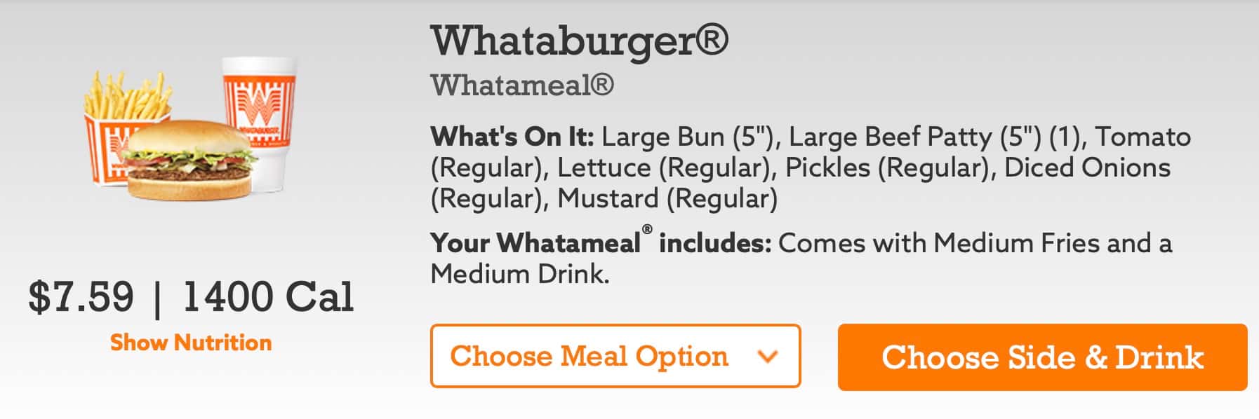 Whataburger Burgers Menu