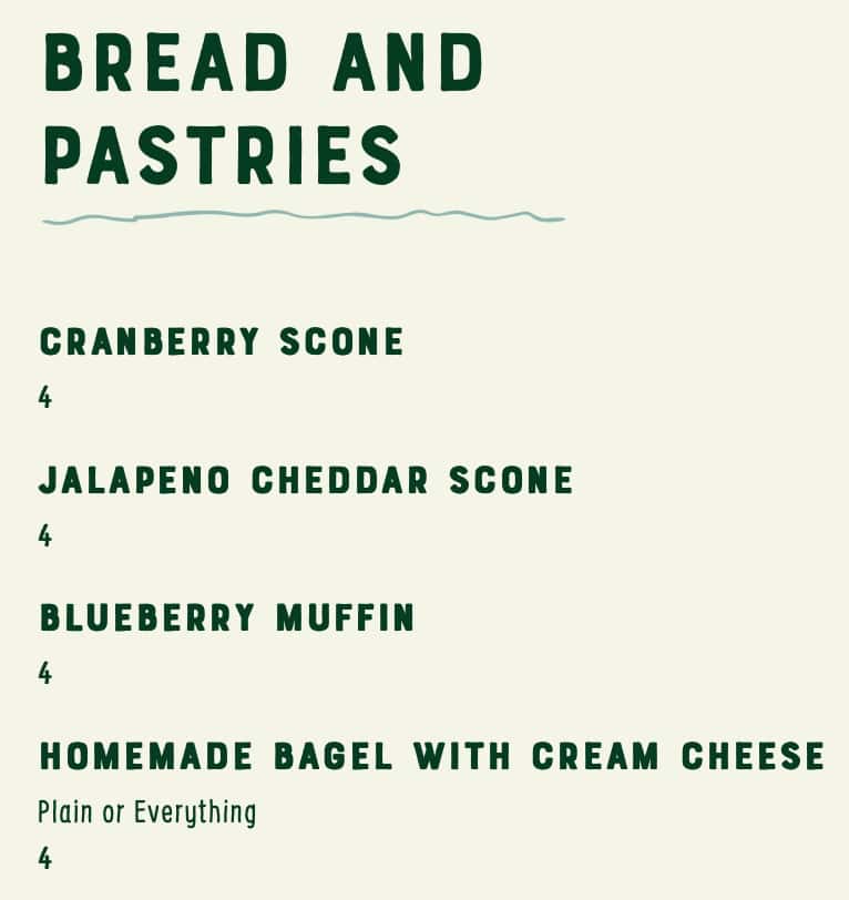 Bubby's Pie Co. Bread and Pastries Menu