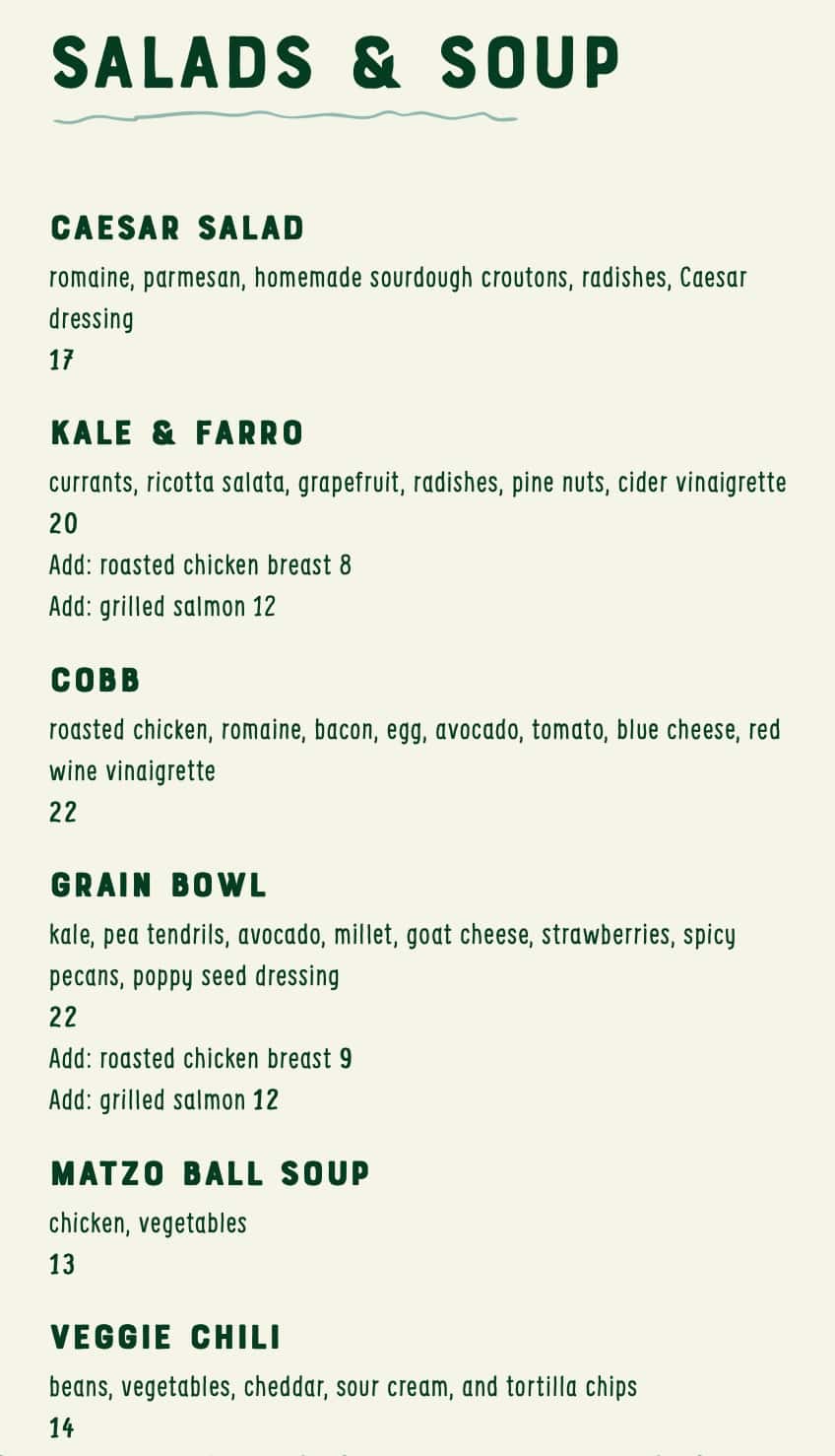 Bubby's Pie Co. Salads and Soups Menu