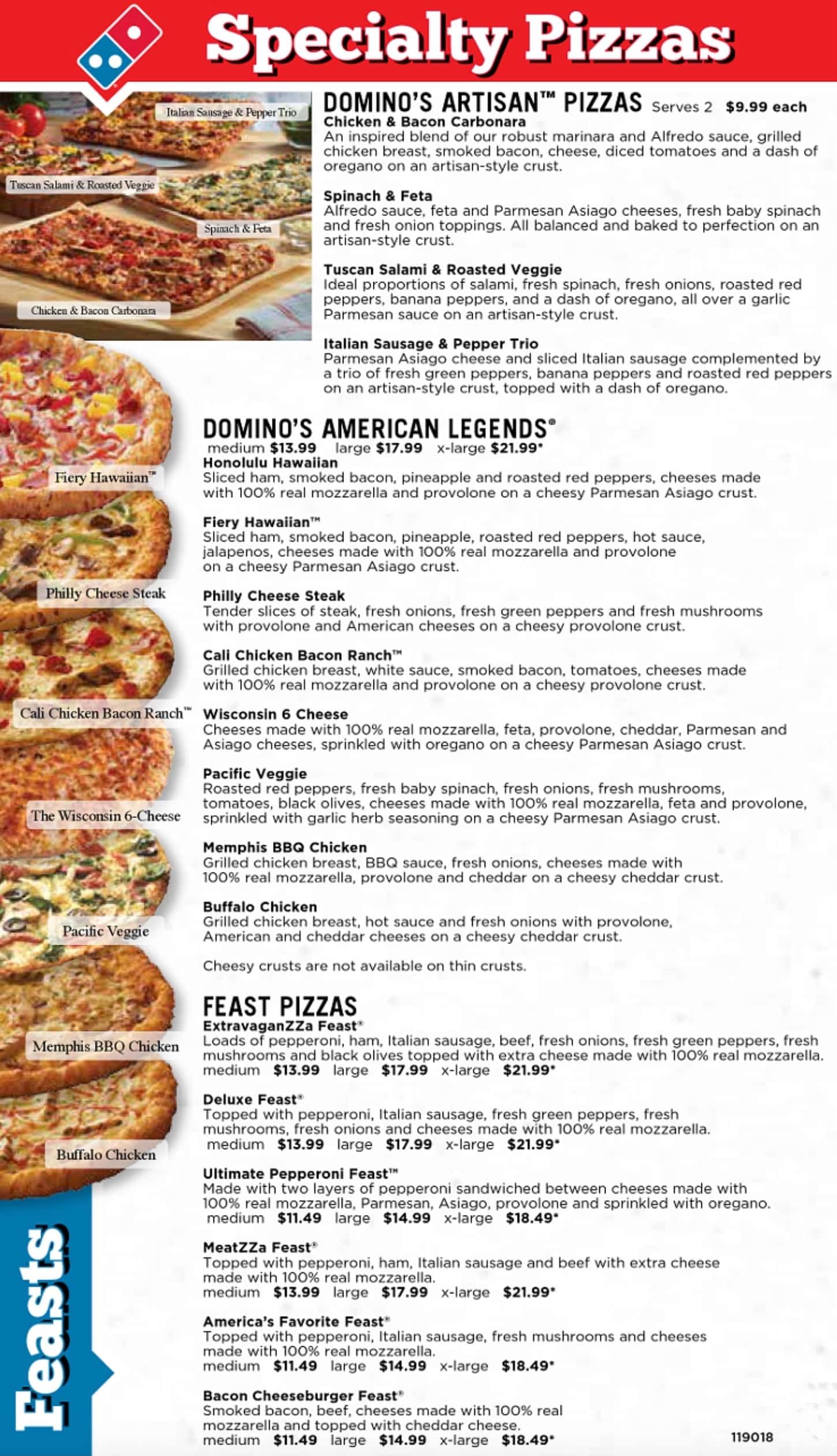 Domino's Pizza Anchorage Pizza Menu