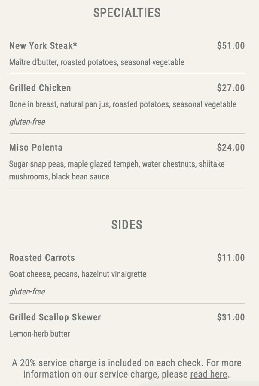 Elliott's Oyster House Specialties and Sides Menu