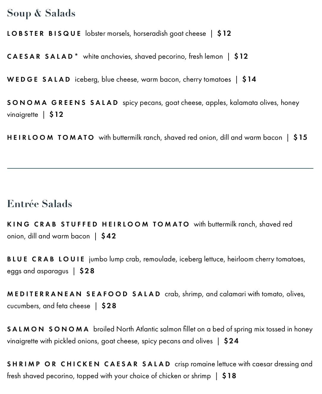 Truluck's The Woodlands Lunch Menu