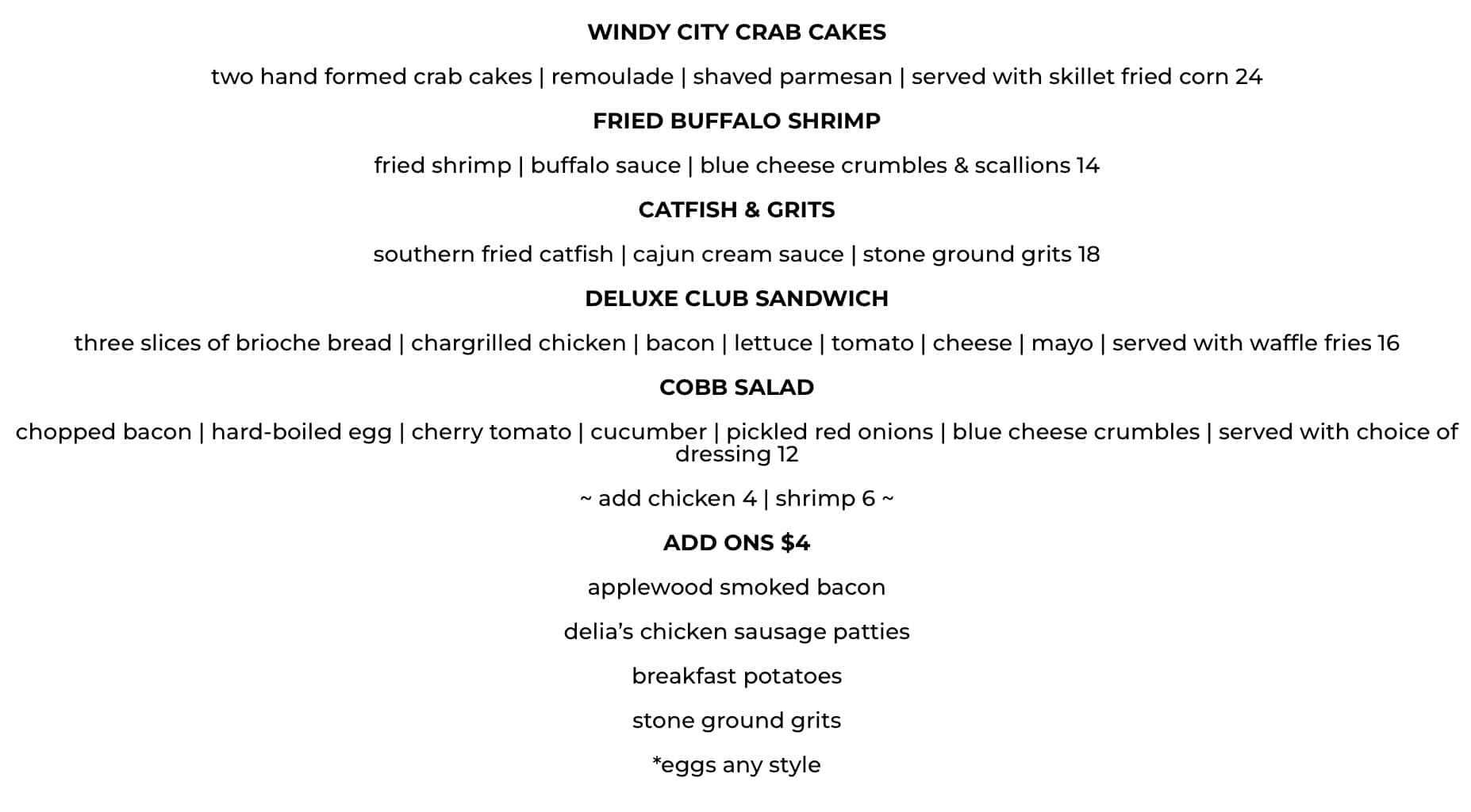 Nouvea Bar and Grill Brunch Menu