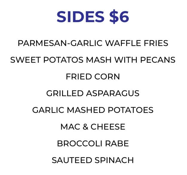 Nouvea Bar and Grill Sides Menu
