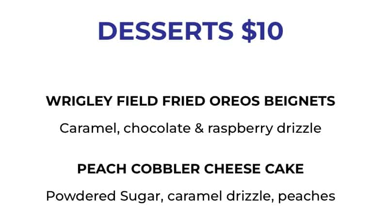 Nouvea Bar and Grill Desserts Menu