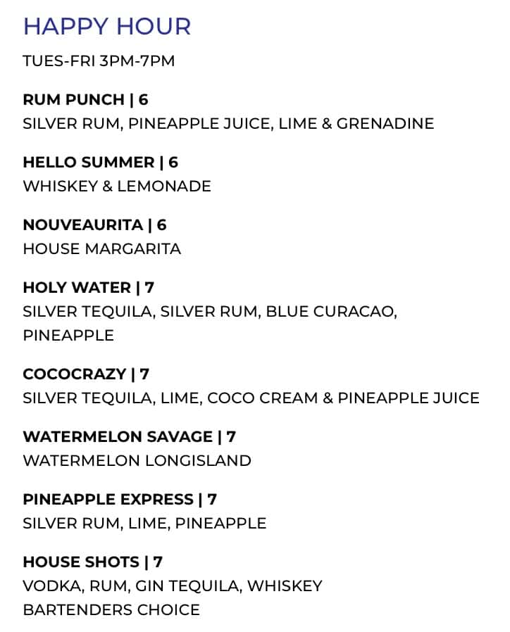 Nouvea Bar and Grill College Park Drinks Menu